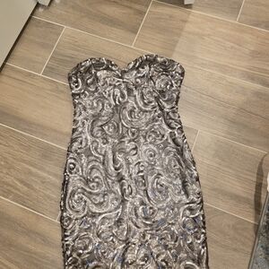 City Studio Strapless Metallic Dress